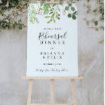 Eucalyptus Simple Rehearsal Dinner Välkomstskylt Poster<br><div class="desc">Denna eukalyptus enkla repetitionsskylt är perfekt för en modern bröllop-repetition. Konstruktionen har en konstnärligt handmålad vacker eukalyptus grönt löv som ordnas i geometriska former och inspirerar naturskönheten.</div>