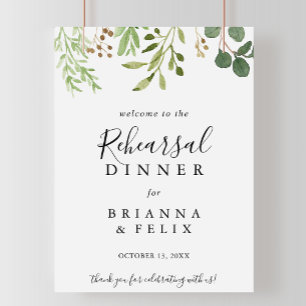 Eucalyptus Simple Rehearsal Dinner Välkomstskylt Poster