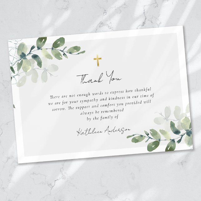 Eucalyptus Simple Script Funeral Tack Kort (Skapare uppladdad)