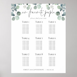 Eucalyptus sittplan Bröllop Favorite People Poster