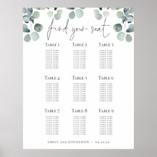 Eucalyptus sittplan hittar ditt säte Bröllop Poster