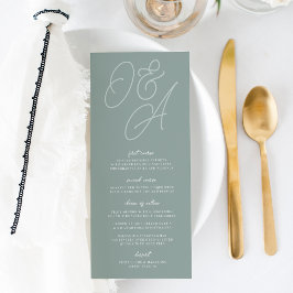 Eucalyptus | Skriptvattenstämpel Monogram Bröllop Meny