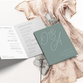 Eucalyptus | Skriptvattenstämpel Monogram Bröllop Program