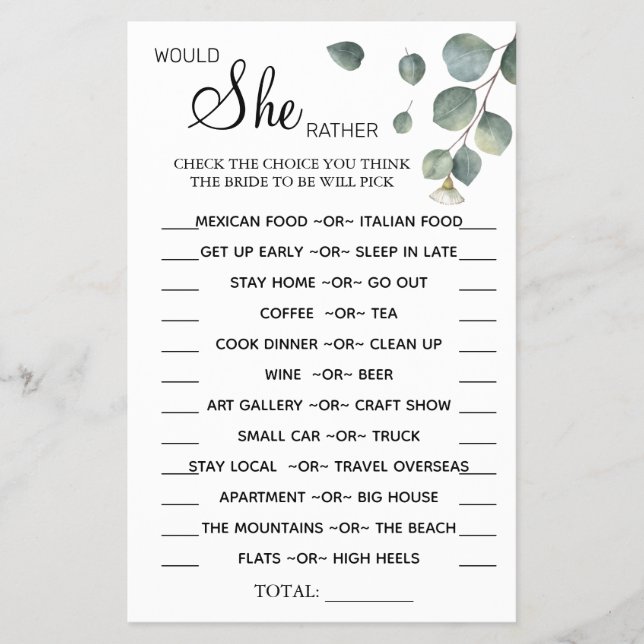 Eucalyptus skulle hon hellre duscha jaktkortet flygblad (Framsidan)