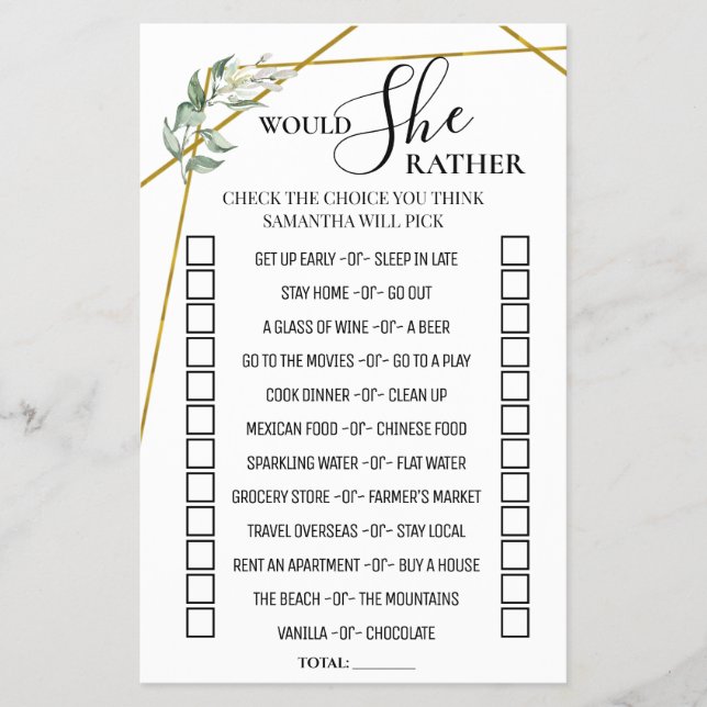 Eucalyptus skulle hon hellre Möhippa spel Flygblad (Framsidan)