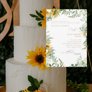 Eucalyptus Solros Elegance Bröllop Inbjudningar