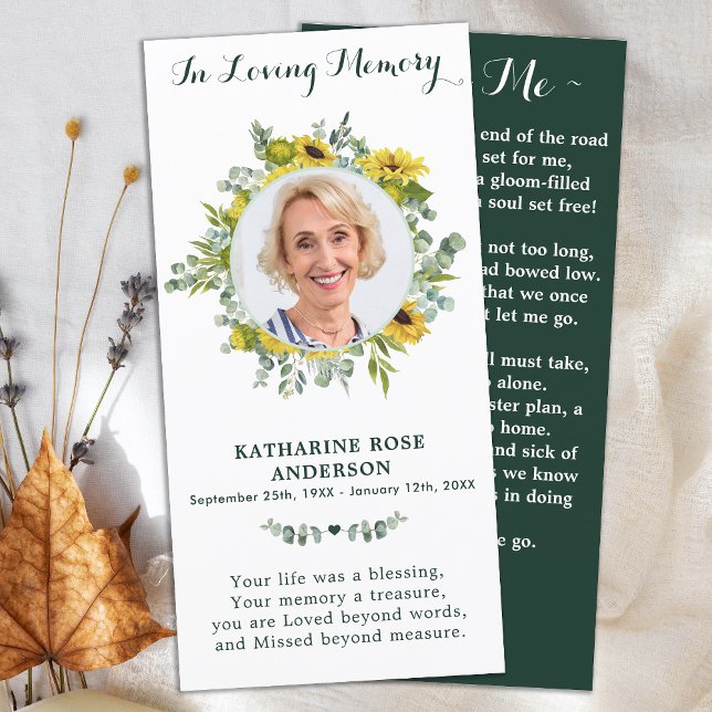 Eucalyptus Solros Memorial Foto Funeral Prayer (Skapare uppladdad)