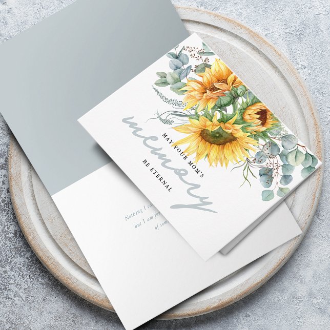 Eucalyptus Solrosintern minnessympati Kort (Eucalyptus Sunflower Eternal Memory Sympathy Card)