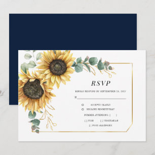 Eucalyptus Solrosor Blommigt Bröllop OSA Card