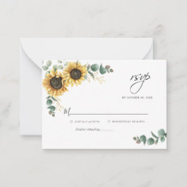 Eucalyptus Solrosor Blommigt Bröllop OSA Card Anteckningskort
