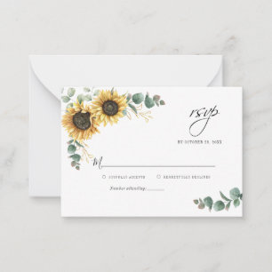 Eucalyptus Solrosor Blommigt Bröllop OSA Card Anteckningskort