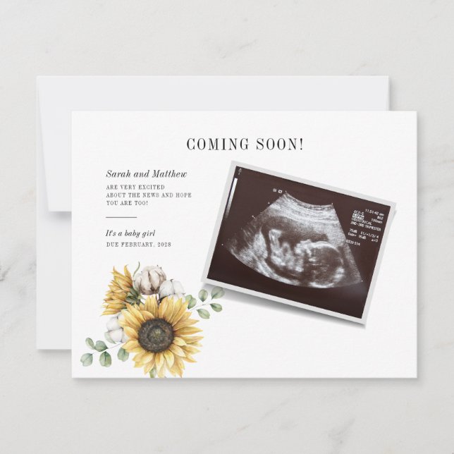 Eucalyptus Solrosor Gravida Sonogram Baby Reveal (Framsida)