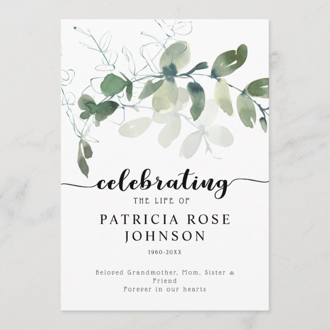 Eucalyptus som firar livslängden för begravningspr program (Framsida)