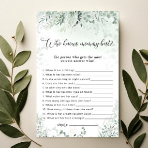 Eucalyptus som känner Mamma Best Baby Shower-spel