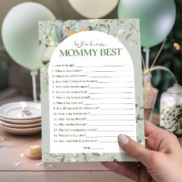 Eucalyptus som känner Mommey Best Baby Shower-spel