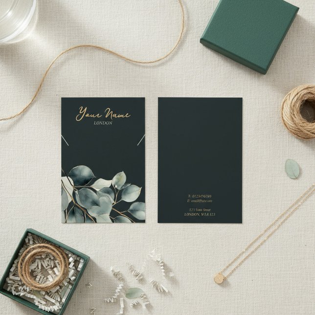 Eucalyptus söt leafy necklace-visning visitkort (Eucalyptus pretty leafy necklace display card.)