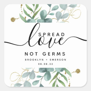 Eucalyptus Spread Kärlek Not Germs Hand Sanitizer Fyrkantigt Klistermärke