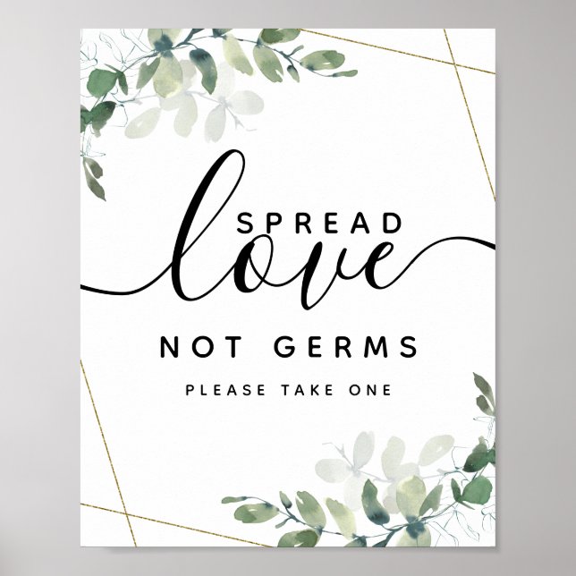 Eucalyptus Spread Kärlek Not Germs Hand Sanitizer  Poster (Framsidan)