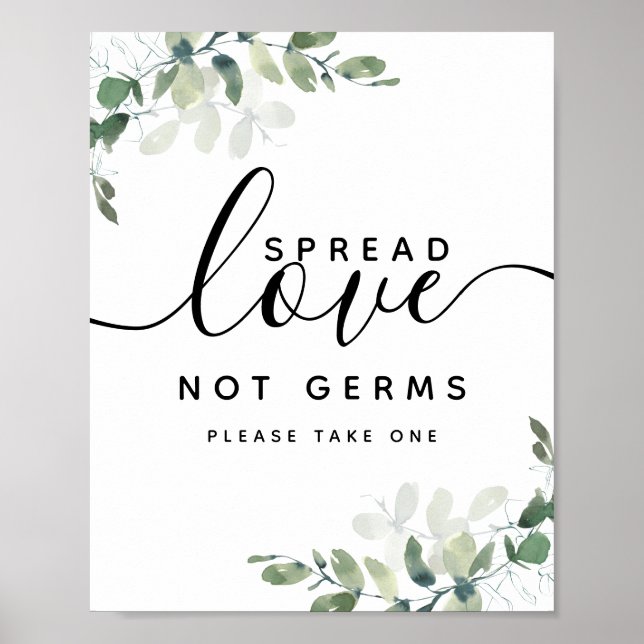 Eucalyptus Spread Kärlek Not Germs Hand Sanitizer Poster (Framsidan)