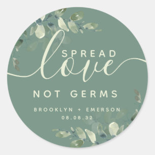 Eucalyptus Spread Kärlek Not Germs Hand Sanitizer Runt Klistermärke