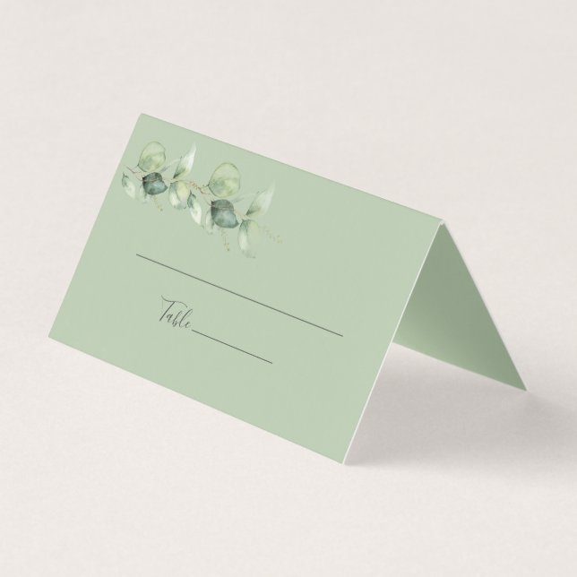 Eucalyptus Succulage Foliage Bröllop Place Card Kort (Framsida)