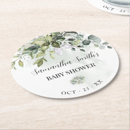 Eucalyptus Succulent Baby Shower Underlägg Papper Rund