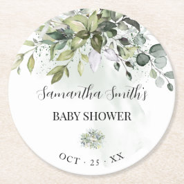 Eucalyptus Succulent Baby Shower Underlägg Papper Rund
