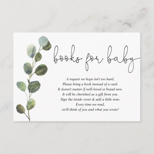 Eucalyptus svartvita babydusch bok-begäran en tilläggskort (Framsida)