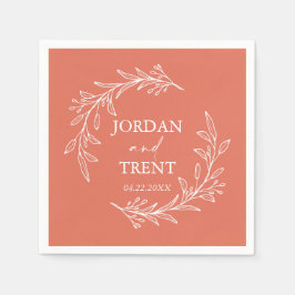 Eucalyptus Terracotta Personligt bröllp Pappra blö Pappersservett