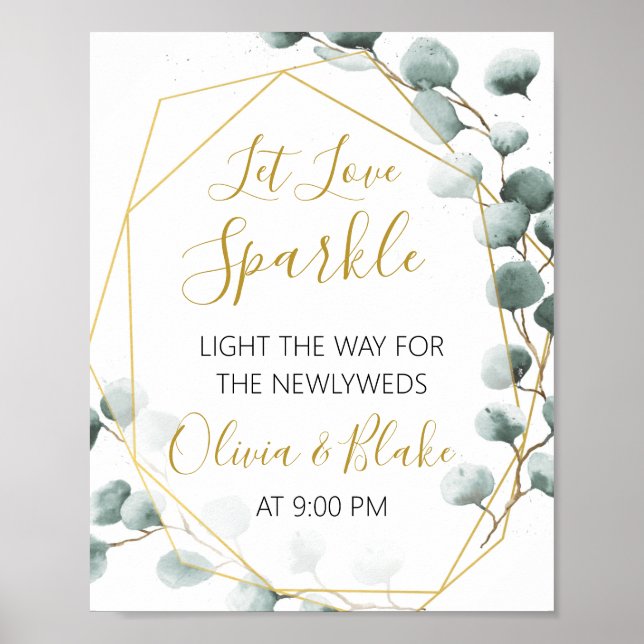 Eucalyptus Thated Sparkler Send Off Sign Poster (Framsidan)