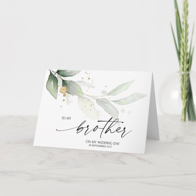 Eucalyptus till broderBröllopsdag Gift från Bride Kort (Framsida)