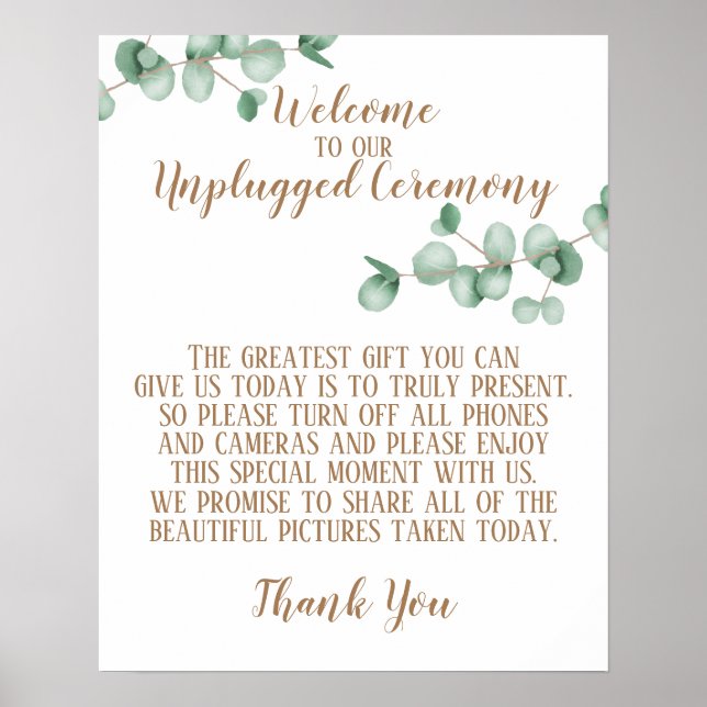 Eucalyptus Unplugged Ceremony Poster (Framsidan)