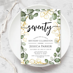 Eucalyptus Utandning 70: e Födelsedagsfesten Inbjudningar
