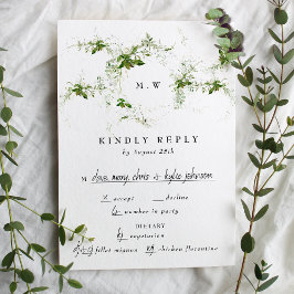 Eucalyptus Utandning Monogram Bröllop OSA Kort