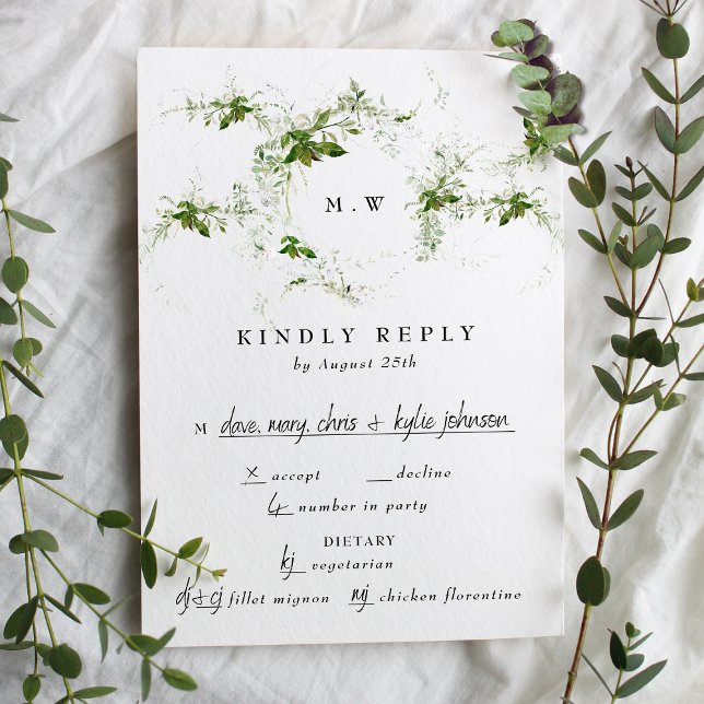 Eucalyptus Utandning Monogram Bröllop OSA Kort (Skapare uppladdad)