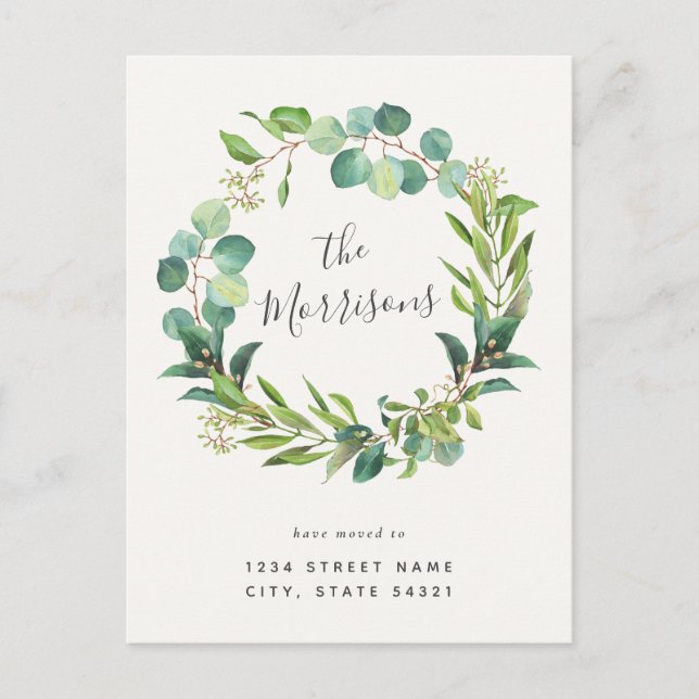 Eucalyptus Utandningskalligrafi Förändring av Adre Vykort (Framsida)