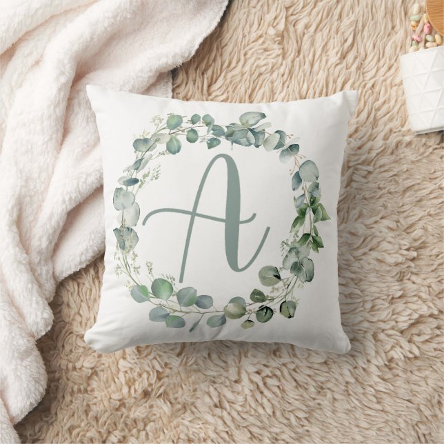 Eucalyptus utandningstyp Monogram Initial A Kudde (Filt)