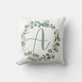 Eucalyptus utandningstyp Monogram Initial A Kudde