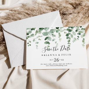 Eucalyptus Vågrät Bröllop spara datum Datumet
