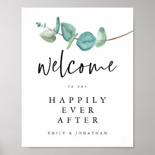 Eucalyptus Välkomna lyckligtvis efter Bröllop Poster