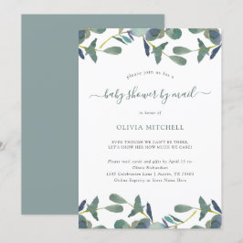 Eucalyptus Vapensköld Grönt Löv Baby Shower by Mai Inbjudningar