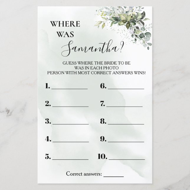 Eucalyptus Var duschade hon tvåspråkigt spel (Framsida)