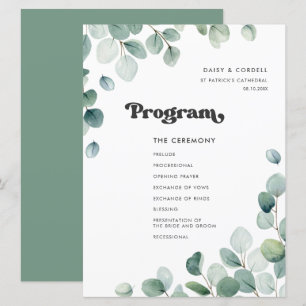 Eucalyptus vattencolor greenery bröllop program