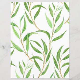 Eucalyptus vattencolor mönster på vit