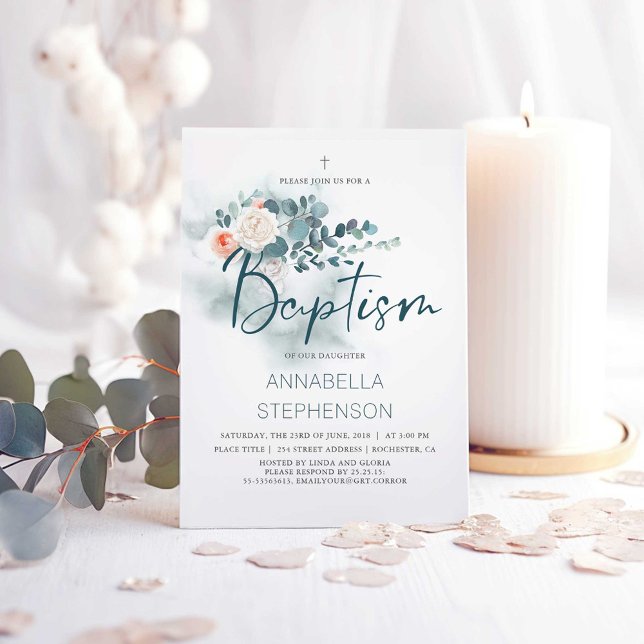 Eucalyptus | Vattenfärg Greenery Baptism Party Inbjudningar (Baptism Eucalyptus Greenery Invitations)