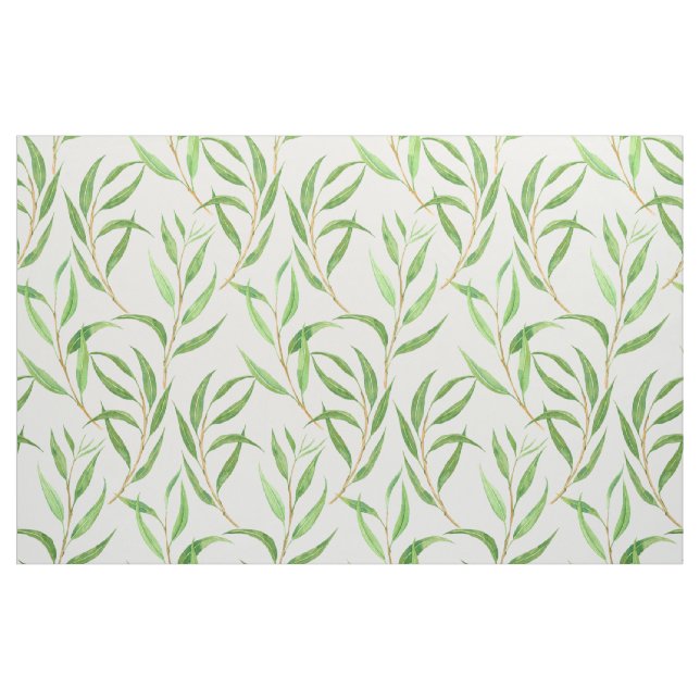 Eucalyptus vattenfärg mönster på vit vävnad tyg (Fat Quarter)