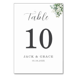 Eucalyptus vattenfärg Rustic Greenery Bröllop Bordsnummer