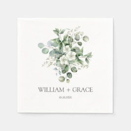 Eucalyptus vattenfärg Rustic Greenery Bröllop Pappersservett