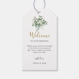 Eucalyptus vattenfärg Rustic Greenery Bröllop Presentetikett