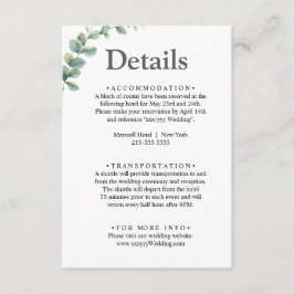 Eucalyptus vattenfärg Rustic Greenery Bröllop Tilläggskort